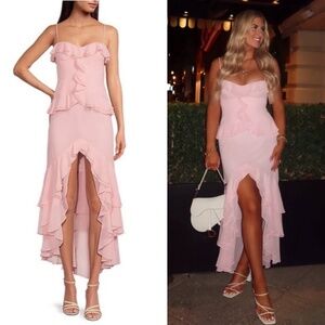 NWT Gianni Bini Sam Sweetheart Neck Sleeveless Ruffle Chiffon Long Dress